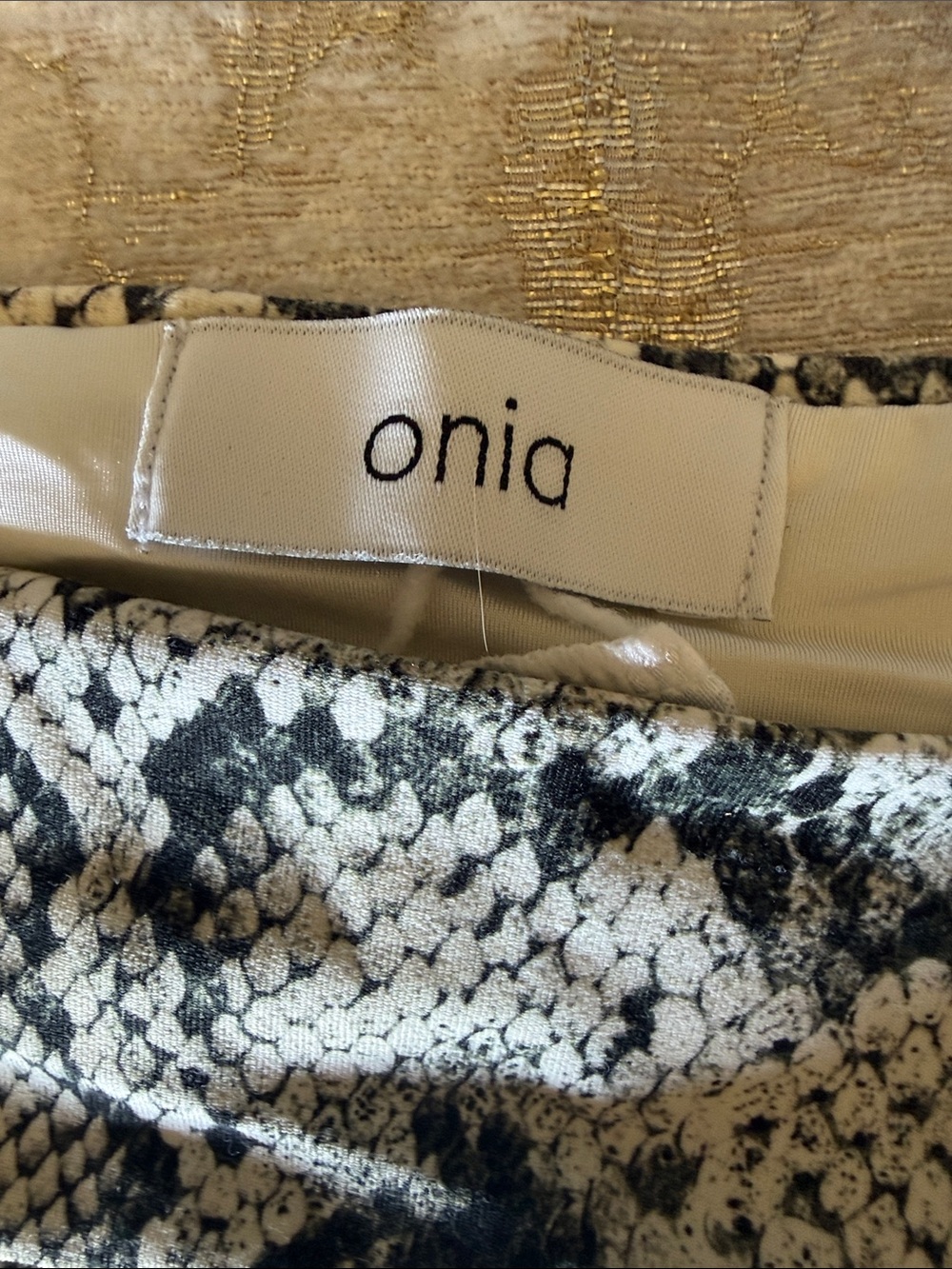 Onia Snake-Print Swim Bottom in Black and Cream - Picture 2 of 5
